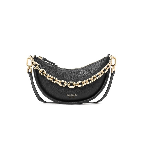 Black Kate Spade Crossbody With Gold Chain Link - Picture 2 of 5